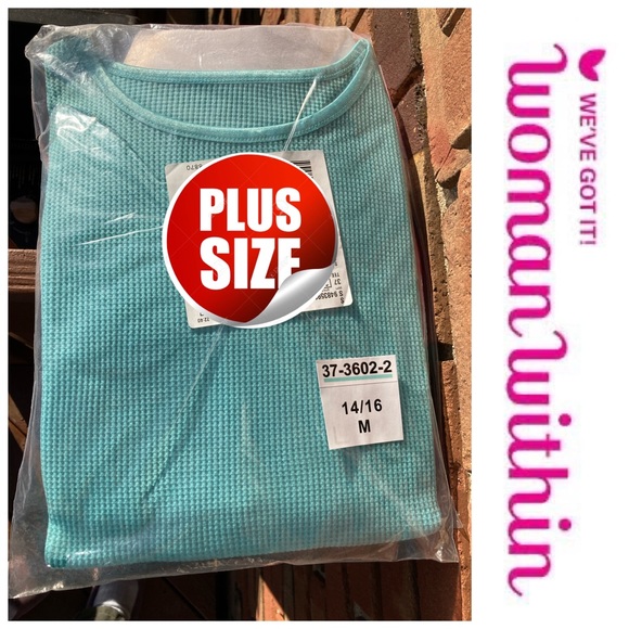 14/16 1X Woman Within Short Sleeve Waffle Thermals Bundle - Picture 12 of 12